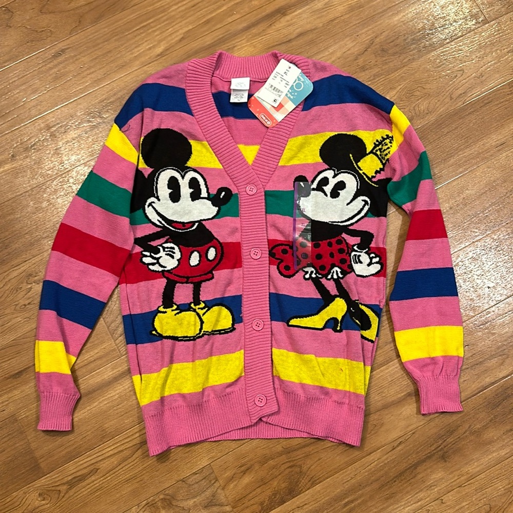 NWT Disney 100 Girls Retro Reimagined Mickey & Minnie Cardigan Size XL